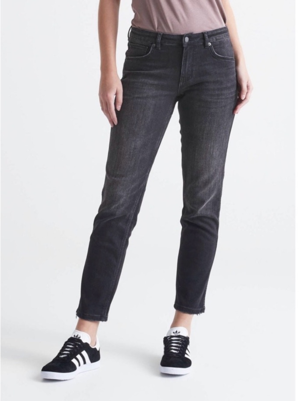 DU/ER Women's vintage black Cropped girlfriend Jeans - Classic Mid  Rise